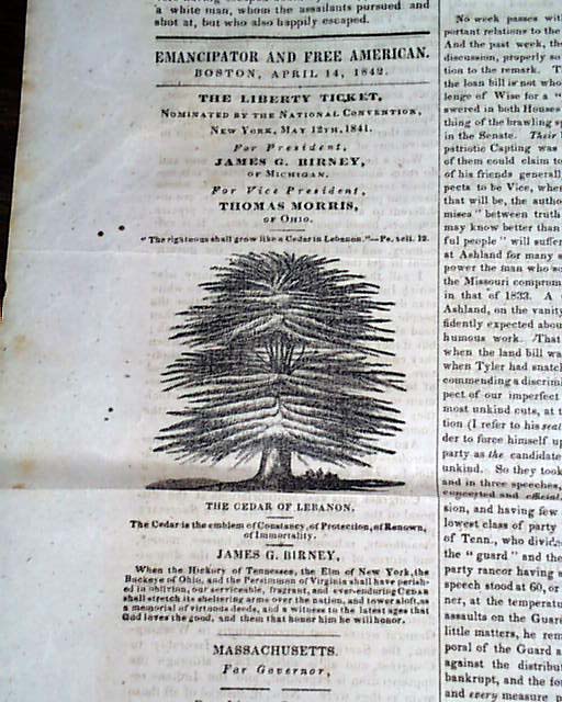 Liberty Party Ad In 1842 Anti Slavery Newspaper 