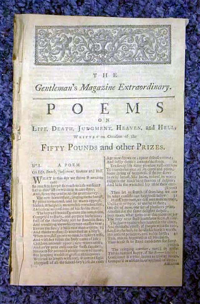 An "Extraordinary" issue with 18th century poems...