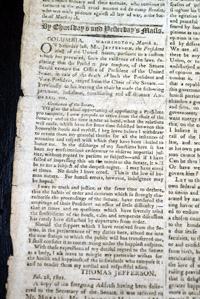 Thomas Jefferson's inaugural address...