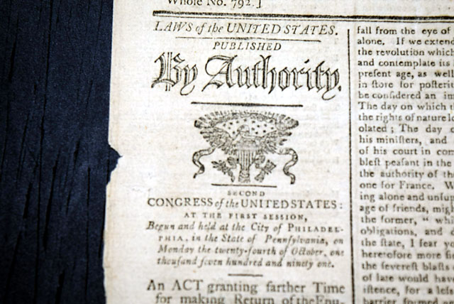 A Washington Act of Congress begins the front page...