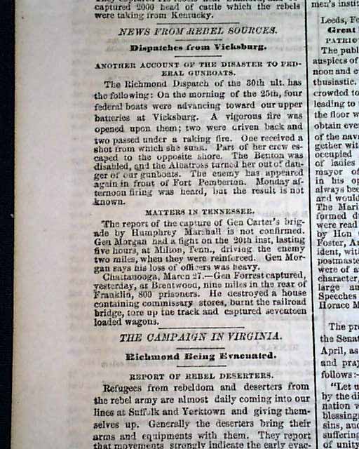 1863 Springfield MA Newspaper....