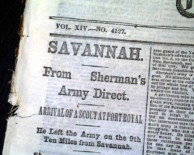 Sherman advancing upon Savannah...