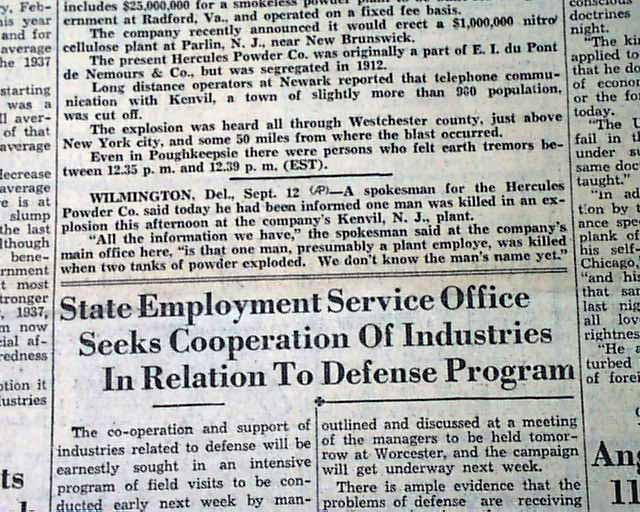 Hercules Powder Co. explosion....