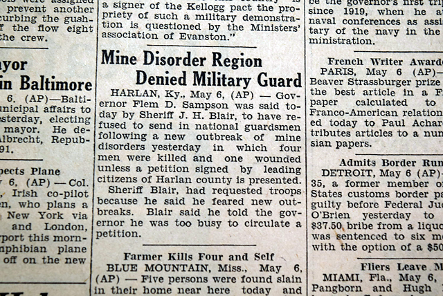 1931 Battle of Evarts... Harlan, Kentucly...