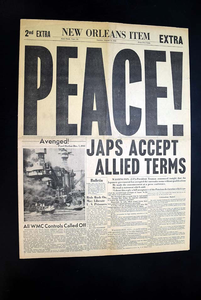 The most dramatic end of war newspaper you have seen?