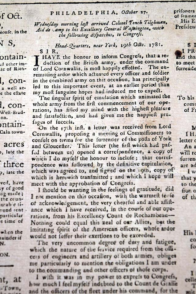 Terrific issue on Cornwallis surrendering to Washington at Yorktown...