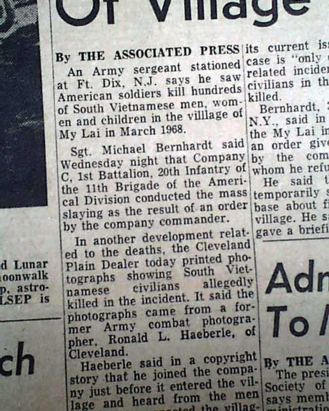 My Lai Massacre Realized... Vietnam War... - RareNewspapers.com