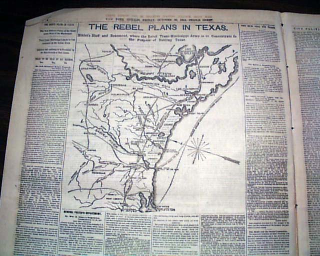 Texas Civil War Map From 1863... - RareNewspapers.com