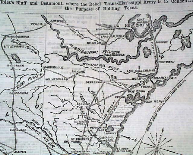 Texas Civil War Map From 1863... - RareNewspapers.com