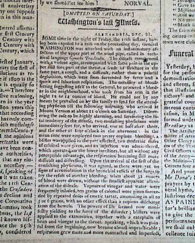 On George Washington's Funeral... Front Page Report Of His Death ...