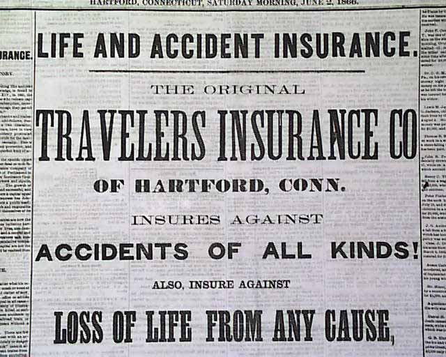 Travelers Insurance Advertisement... Much on the Fenians...