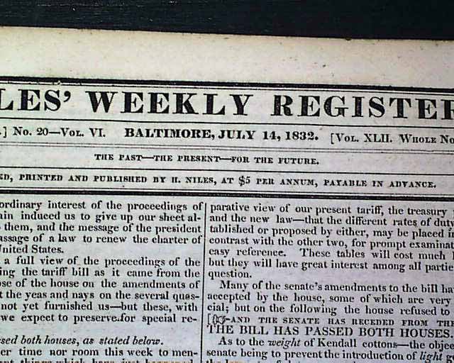 Andrew Jackson vetoes the re-charter of the Bank of the United States ...