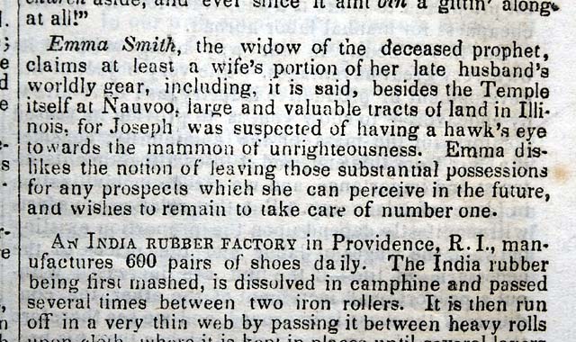 Rare report on the widow of Joseph Smith...