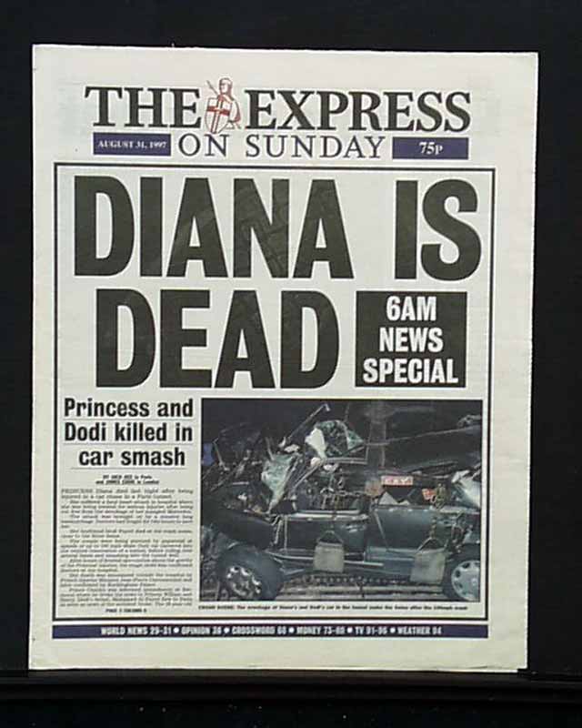 Death of Princess Diana... In a London newspaper ...