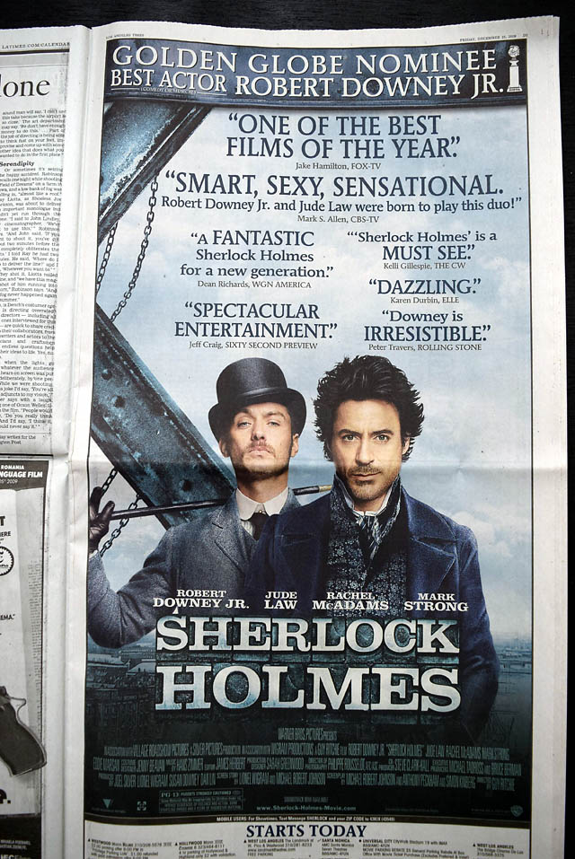Premier ads & Reviews for Sherlock Holmes and It's Complicated... with a full-page ad for Avatar...