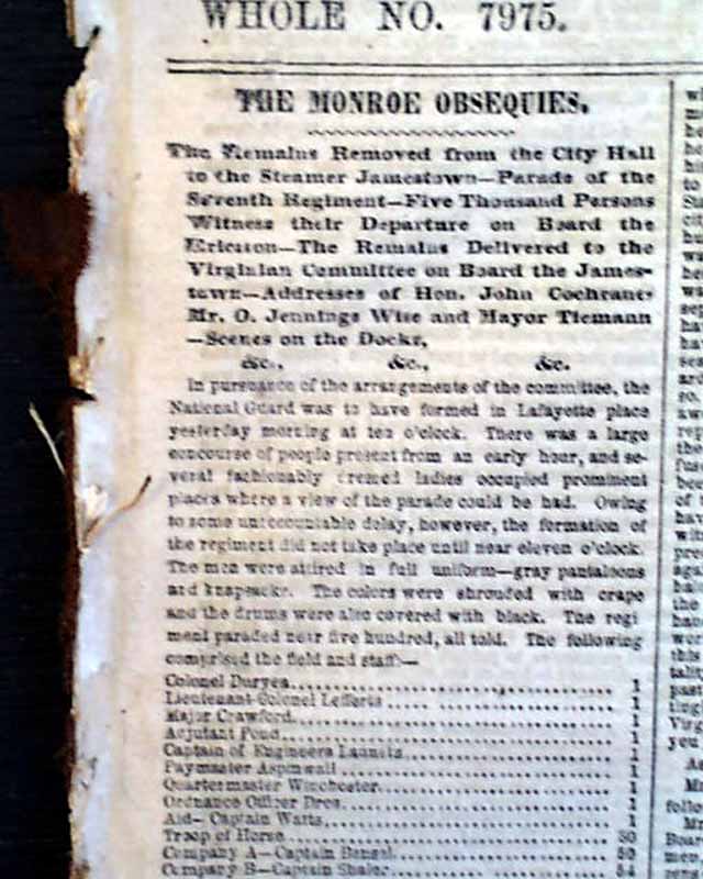 Funeral of President Monroe...