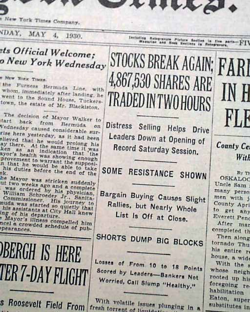 Gran Depresion Comienzo Post Crash Del Mercado De Valores Periodico Financial Otono 1930 Ebay