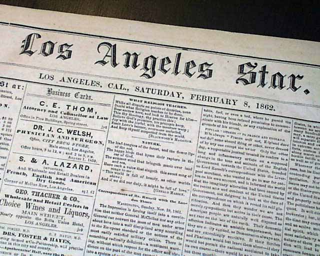 A Very Early Newspaper From Los Angeles... - RareNewspapers.com