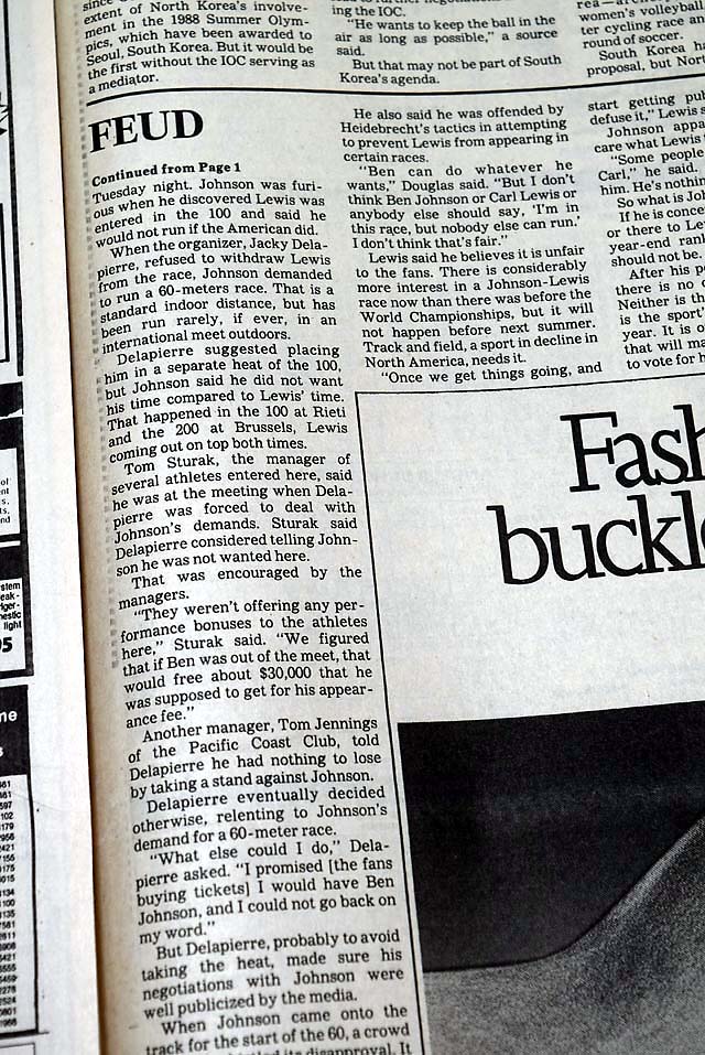 1987 Ben Johnson & Carl Lewis feud...