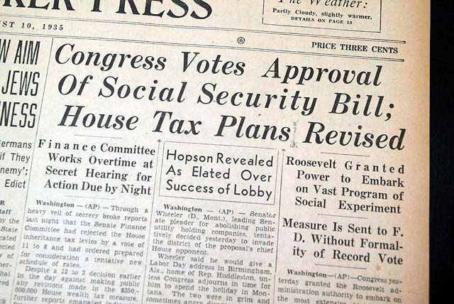 Social Security bill ratification in 1935...