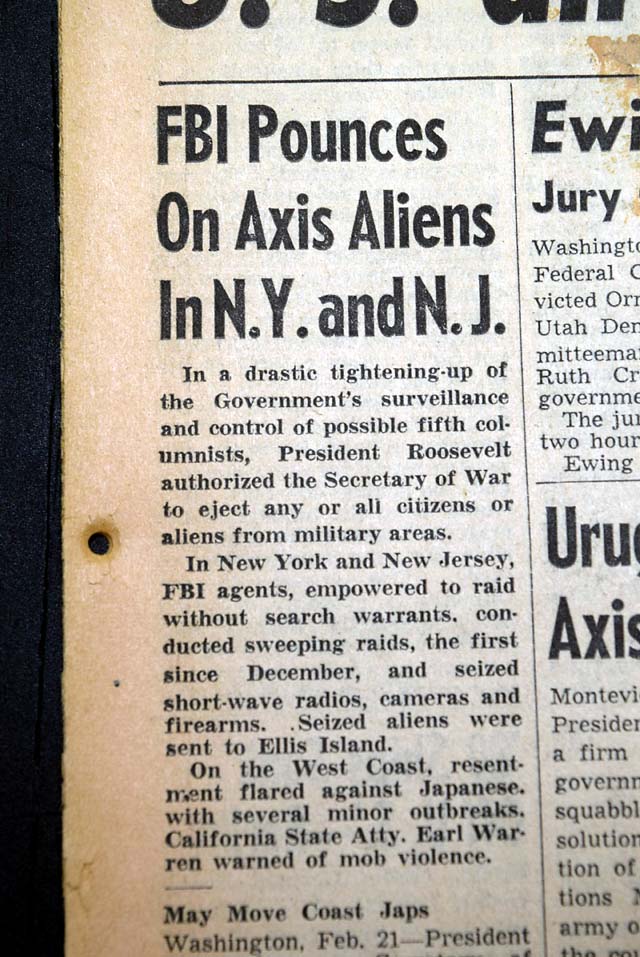 "Alien Order" begins internment of Japanese during World War II...
