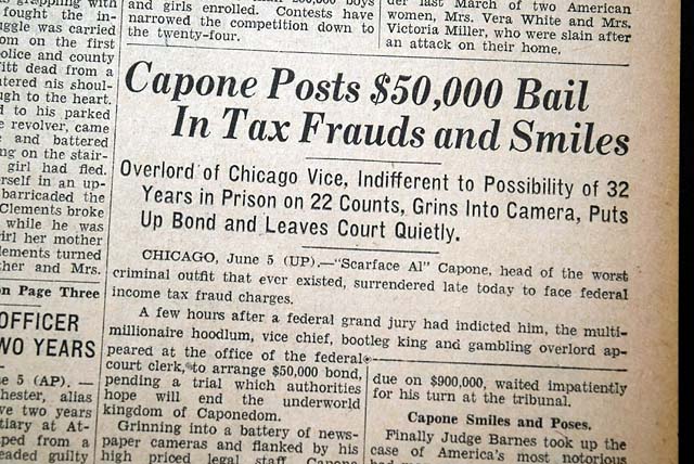 1931 Al "Scarface" Capone indictment for tax evasion...