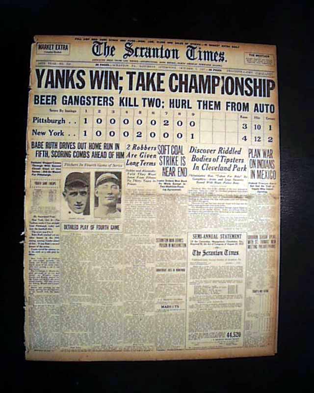 Yankees win the 1927 World Series: same day report