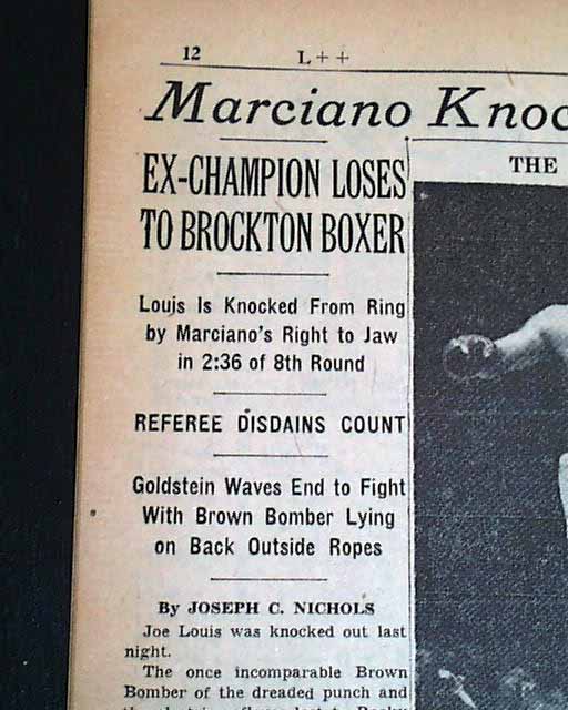 Joe Louis' Last Professional Boxing Fight. He Sinks Through The Ropes In An  Eighth-Round Knockout By Rocky Marciano In Madison Square Garden. Oct. 27  History - Item # VAREVCHISL033EC660 - Posterazzi