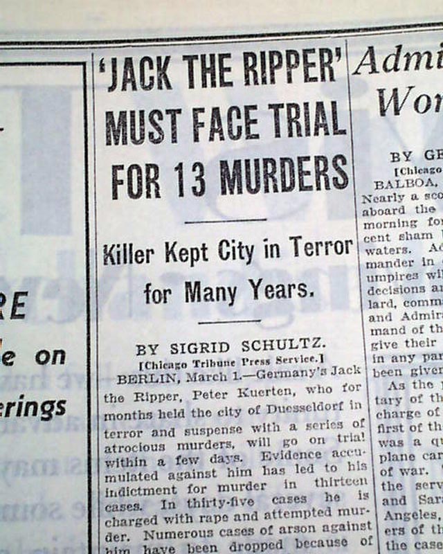 Peter Kurten Indictments The Vampire Of D sseldorf 