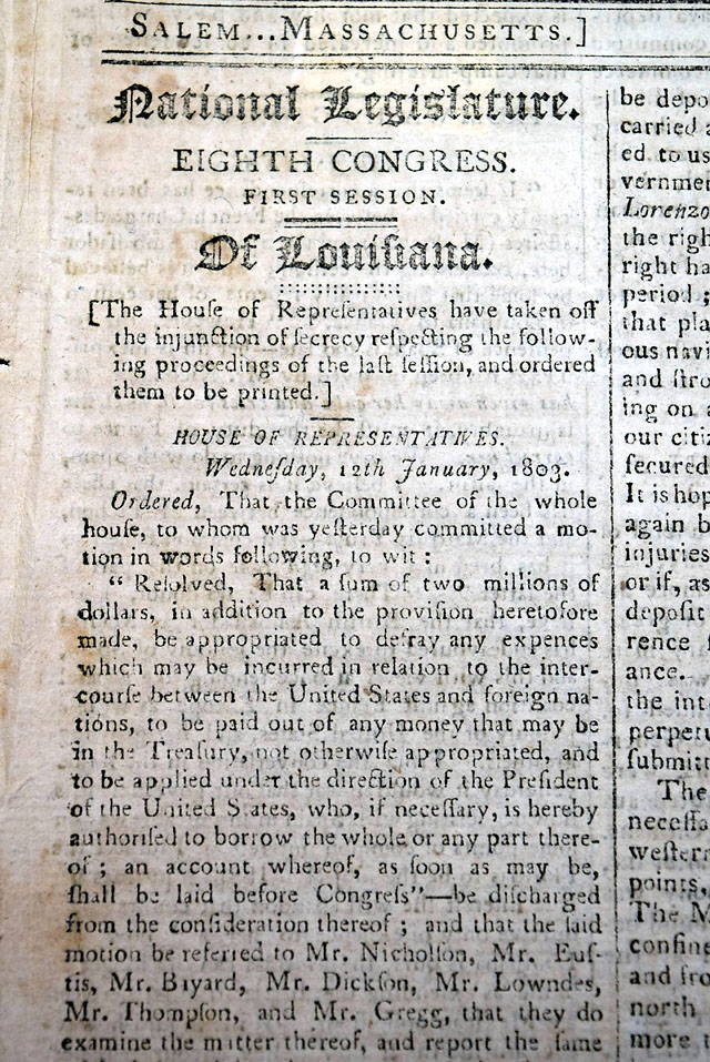 Providing money for the Louisiana Purchase...