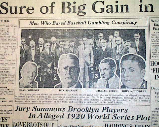 Investigating the 1919 'Black Sox' scandal, and plans for fixing the 1920  Series also 
