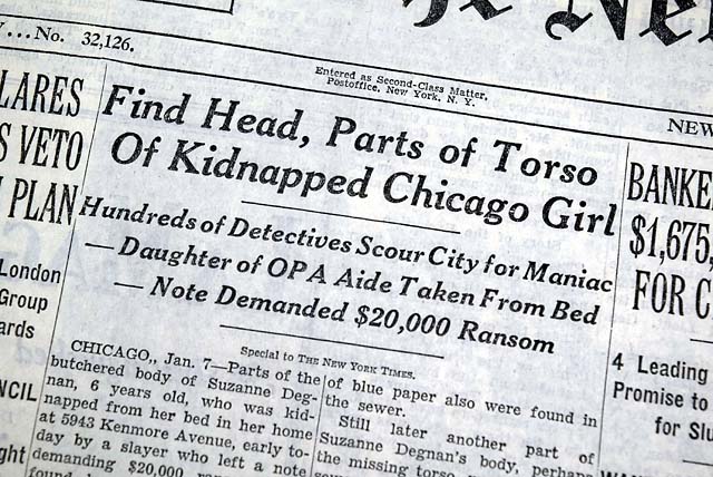 Kidnapping & murder of six yr. old Suzanne Degnan...