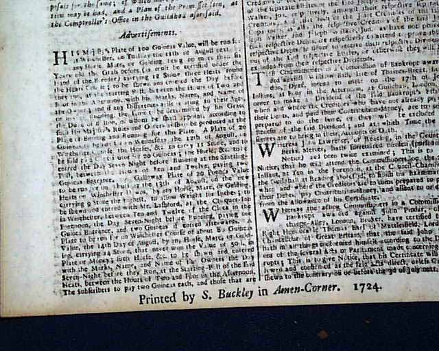 World's Oldest NEWSPAPER 1724 Gazette 280 YEARS OLD...