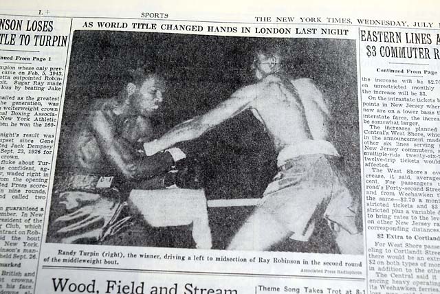Sugar Ray Robinson upset loss in 1951...