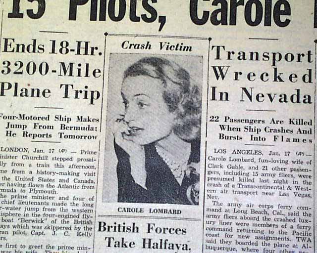 carole lombard plane crash