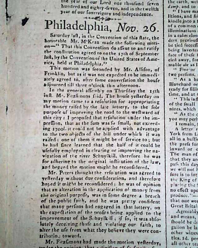 Motion by Pennsylvania to ratify the Constitution...