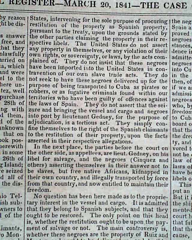 The Supreme Court Decides On The Amistad Slave Ship Caes ...