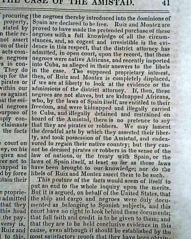 The Supreme Court decides on the Amistad slave ship caes ...