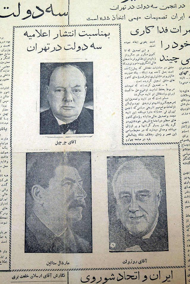 An Iranian newspaper reporting the "Big Three" conference in Tehran...