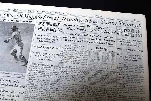 Joe Dimaggio nears the end of his hitting streak...