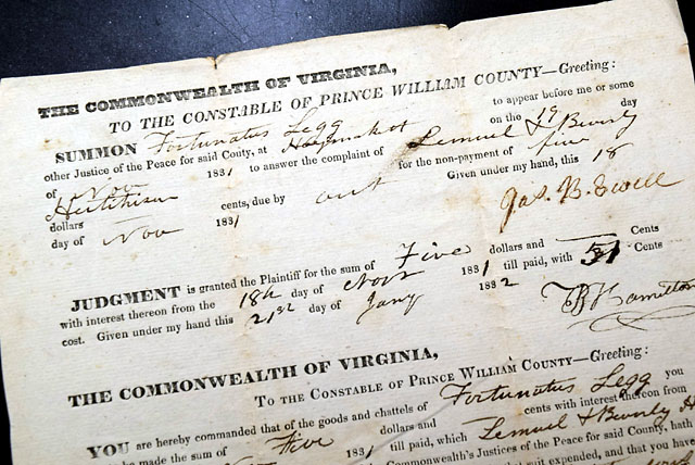 Government document from 1830 Virginia