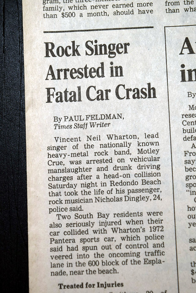 Motley Crue's Vince Neil DUI accident & death in 1984
