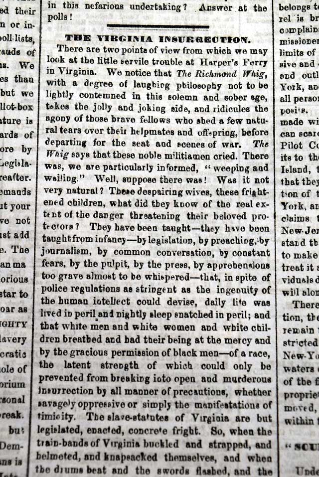 On John Brown's raid at Harper's Ferry...