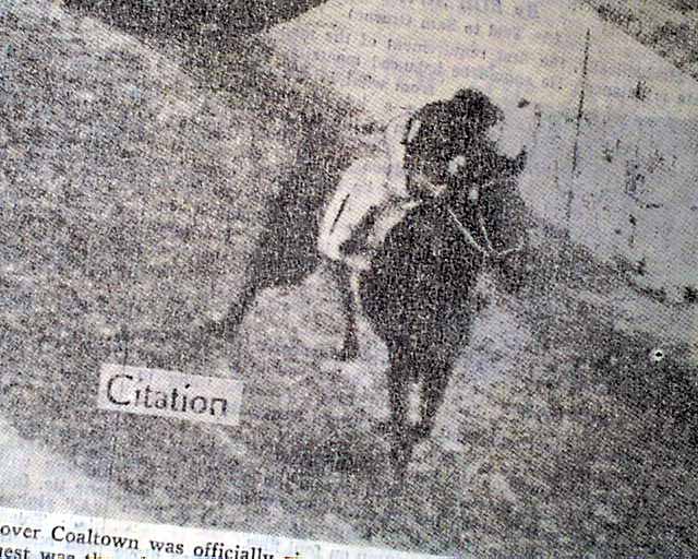 Citation Wins The 1948 Kentucky Derby Rarenewspapers Com