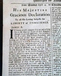 Declaration of Indulgence by the King of England...