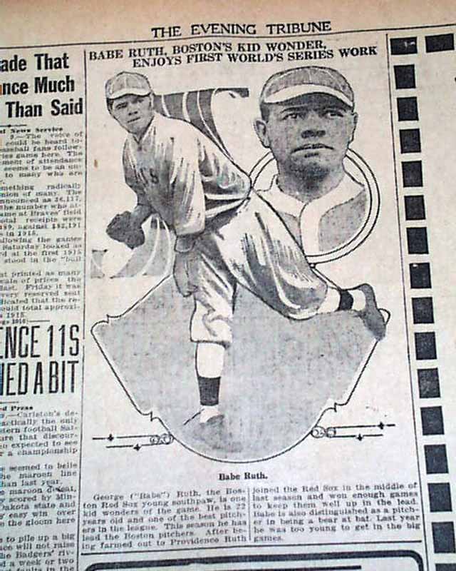 Babe Ruth pitches the Red Sox to a World Series win... - RareNewspapers.com