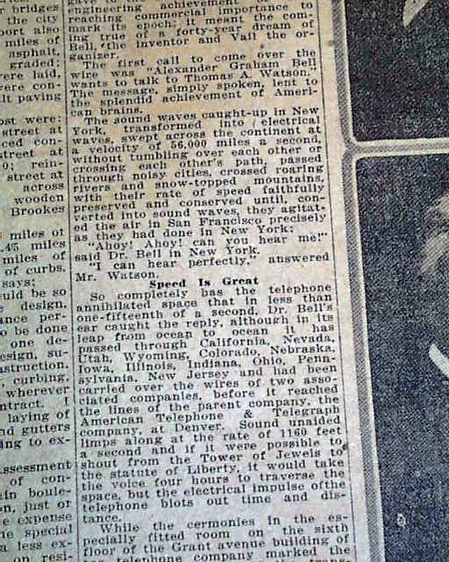 1st transcontinental phone call in 1915... - RareNewspapers.com