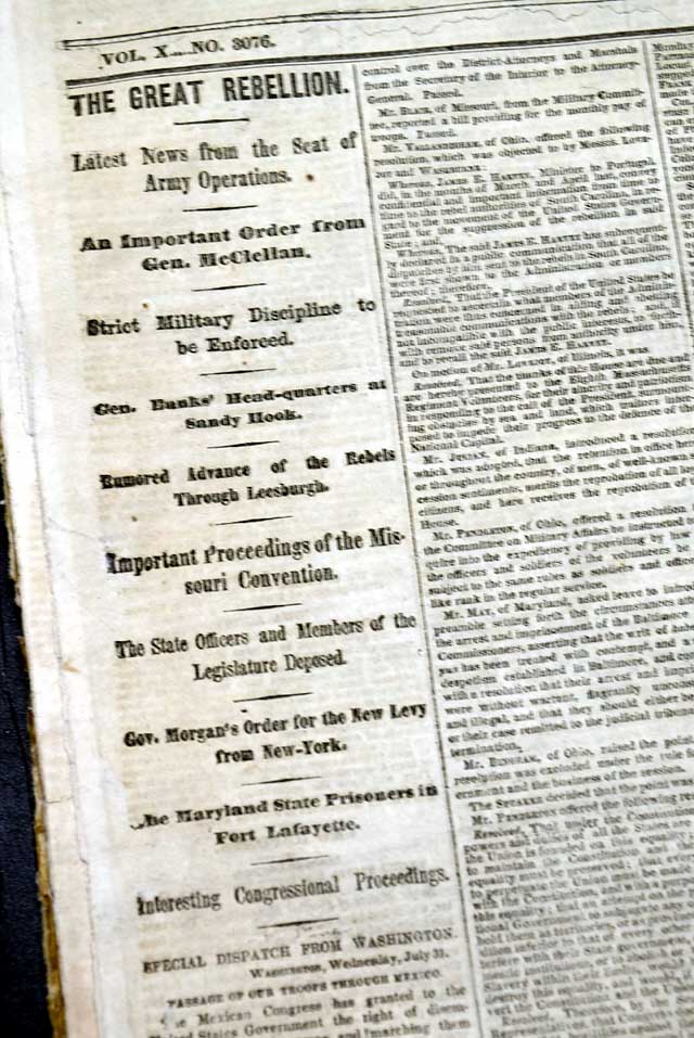 Eight New York Times newspapers from the Civil War...