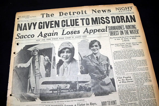 Female aviator Mildred Doran goes missing...