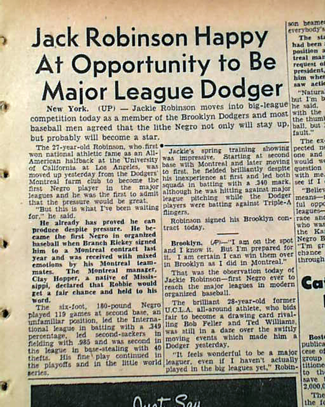 Jackie Robinson 1st Major League game 